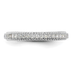 Sterling Silver Rhodium-plated CZ 3mm Eternity Band - 2