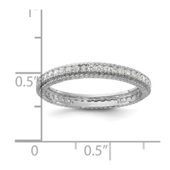 Sterling Silver Rhodium-plated CZ 3mm Eternity Band - 3