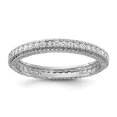 Sterling Silver Rhodium-plated CZ 3mm Eternity Band - 3