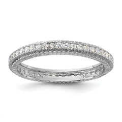 Sterling Silver Rhodium-plated CZ 3mm Eternity Band - 3