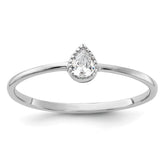 Sterling Silver Rhodium-plated Pear Shaped CZ Ring - 2