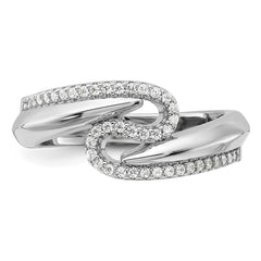 Pure Fire Sterling Silver Rhodium-plated Fancy CZ Ring - 5