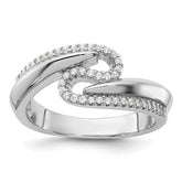 Pure Fire Sterling Silver Rhodium-plated Fancy CZ Ring - 5