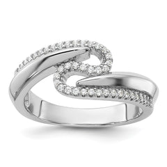 Pure Fire Sterling Silver Rhodium-plated Fancy CZ Ring - 5