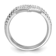 Sterling Silver Rhodium-plated CZ V-Shaped 3 Band Set - 3