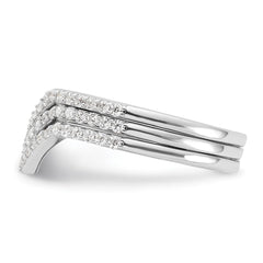 Sterling Silver Rhodium-plated CZ V-Shaped 3 Band Set - 3