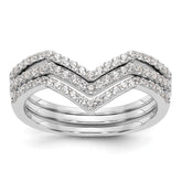 Sterling Silver Rhodium-plated CZ V-Shaped 3 Band Set - 3