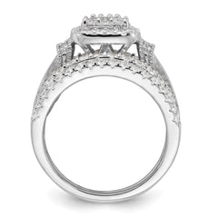 Sterling Silver Rhodium-plated CZ Engagement Ring w/2 Bands 3 Ring Set - 3