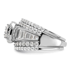 Sterling Silver Rhodium-plated CZ Engagement Ring w/2 Bands 3 Ring Set - 2