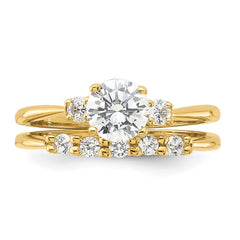 Sterling Silver Gold-Plated CZ Engagement Ring and Band Set - 3