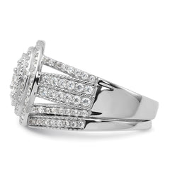 Sterling Silver Rhodium-plated CZ Ring and Band Set - 5