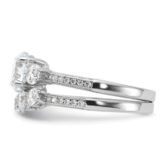 Sterling Silver Rhodium-plated CZ Engagement Ring and Band Set - 5