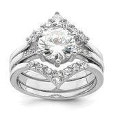 Sterling Silver Rhodium-plated CZ Three Ring Set - 3
