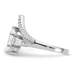Pure Fire Sterling Silver Rhodium-plated Fancy Marquise CZ Ring