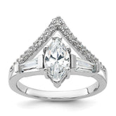 Pure Fire Sterling Silver Rhod-plated Fancy Marquise CZ Ring - 2