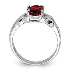 Sterling Silver Rhodium-plated Garnet & CZ Ring - 3