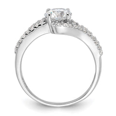 Sterling Silver Rhodium-plated CZ Double Row Ring - 3