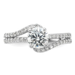 Sterling Silver Rhodium-plated CZ Double Row Ring - 3