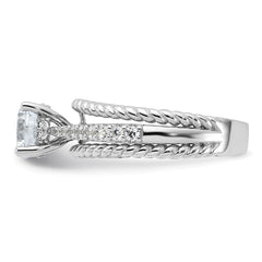 Sterling Silver Rhodium-plated Fancy Engagement CZ Ring - 3