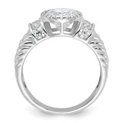Sterling Silver Rhodium-plated CZ Rope Design Ring - 2