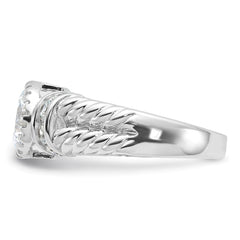 Sterling Silver Rhodium-plated CZ Rope Design Ring - 2