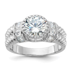 Sterling Silver Rhodium-plated CZ Rope Design Ring - 2