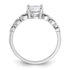 Sterling Silver Rhodium-plated Fancy CZ Engagement Ring - 2