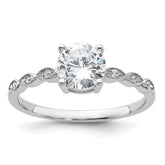 Sterling Silver Rhodium-plated Fancy CZ Engagement Ring - 2