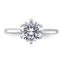 Sterling Silver Rhodium-plated 9mm CZ 6 Prong Solitaire Ring - 2
