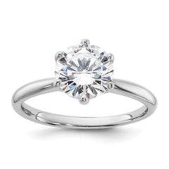 Sterling Silver Rhodium-plated 9mm CZ 6 Prong Solitaire Ring - 2