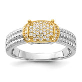 Sterling Silver Rhodium/Gold-tone Pavâ CZ Ring
