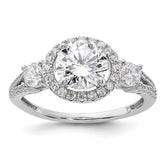 Sterling Silver Rhodium-plated CZ Halo Ring - 3