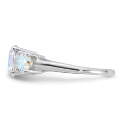 Sterling Silver Rhodium-plated Iridescent CZ 3-Stone Ring - 3