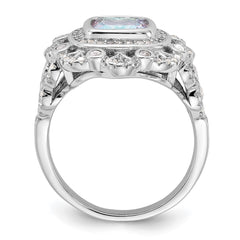 Sterling Silver Rhodium-plated Clear and Iridescent CZ Ring - 4