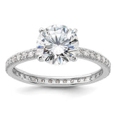 Sterling Silver Rhodium-plated 8mm CZ Solitaire Eternity Engagement Ring - 3