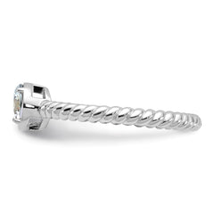 Sterling Silver Rhodium-plated CZ Twisted Ring - 2