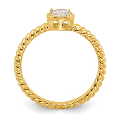 Sterling Silver Gold-tone CZ Twisted Ring - 2