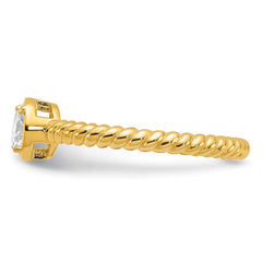 Sterling Silver Gold-tone CZ Twisted Ring - 2