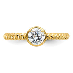Sterling Silver Gold-tone CZ Twisted Ring - 2