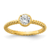 Sterling Silver Gold-tone CZ Twisted Ring - 2