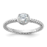 Sterling Silver Rhodium-plated CZ Twisted Ring - 3