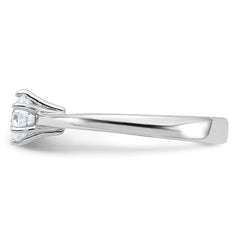 Sterling Silver Rhodium-plated 5mm Round CZ 6-prong Engagement Ring - 2