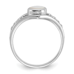 Sterling Silver Rhodium-Plated Polished Mother of Pearl Ring - 2