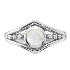 Sterling Silver Rhodium-Plated Polished Mother of Pearl Ring - 3