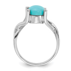 Sterling Silver Rhodium-Plated Polished Imitation Turquoise Ring - 2