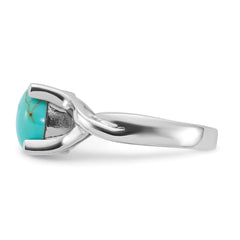 Sterling Silver Rhodium-Plated Polished Imitation Turquoise Ring - 2