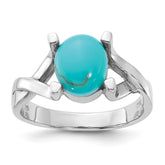 Sterling Silver Rhodium-Plated Polished Imitation Turquoise Ring - 2