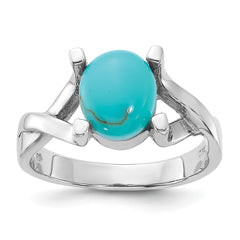 Sterling Silver Rhodium-Plated Polished Imitation Turquoise Ring - 2