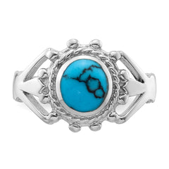 Sterling Silver Rhodium-plated Reconstituted Turquoise Ring - 3