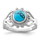Sterling Silver Rhodium-plated Reconstituted Turquoise Ring - 3